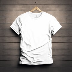 blank white short sleeve t shirt mock up on a hanger