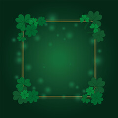 Frame with clover on a green background