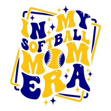 In my Softball Mom Era design with groovy wavy text for softball fans and lovers	