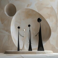Abstract Minimalist Sculptures in Neutral Tones