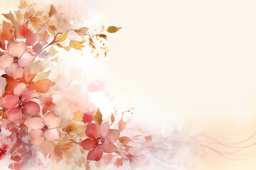 Abstract floral vector background with pink and orange flowers for backgrounds or templates designs