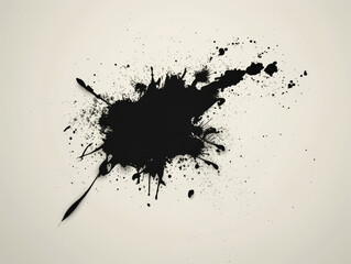 Element with drops and streams of ink or paint in grunge style. Black abstract textured print