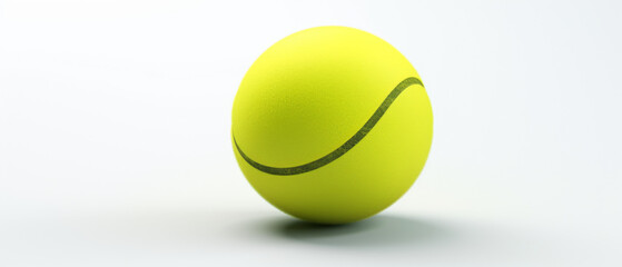 Yellow Tennis Ball with a Curved Seam on a Bright White Background