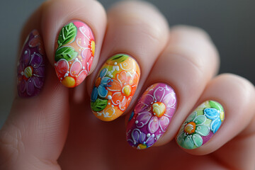 Nails, manicure with Easter pattern on them