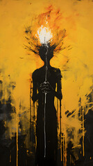 emotional brush strokes black white yellow