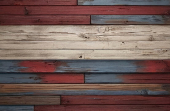 red and white and blue and brown and dark and dirty wood wall wooden plank board texture background	