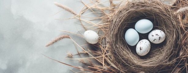 A Birds Nest With Four Eggs