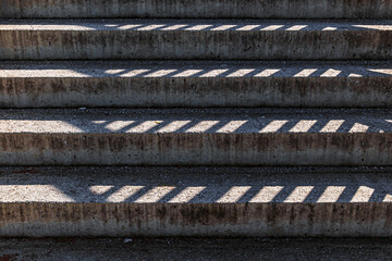 Close Up Shot of a Stone Stairway Staircase Leading Up to the Clear Blue Sky, Pedestrian Bridge in the Sunny Summer