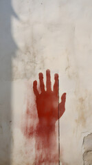 red smeared handprints