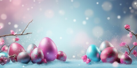 Obraz na płótnie Canvas Group of Eggs Sitting on Snow Covered Ground