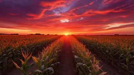 Meubelstickers sunagriculture corn field sunset © PikePicture