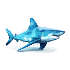Low poly triangular shark isolated on a white background