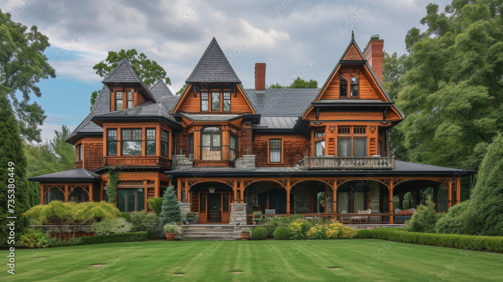 Aufkleber rustic elements and intricate woodwork combine in this traditional home creating a unique blend of c