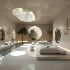 Modern and Tranquil Spa Interior with Nature-Inspired Design