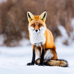 Obraz premium Red fox in the winter forest.