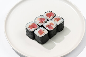 delicious rolls on a white plate