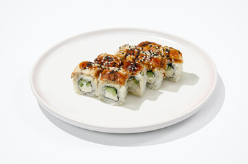 delicious rolls on a white plate