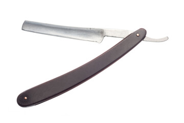 Vintage straight razor isolated on white
