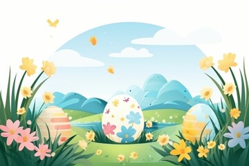 Fototapeta na wymiar An Easter Scene With an Egg in the Grass