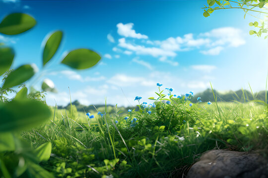 A photograph of an Earth Day background, with clear atmosphere, warm sunlight casting soft shadows on lush landscapes, captured from a low-angle perspective to emphasize the beauty of nature.