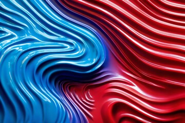 Fototapeta premium abstract curved lines of plastic substance in red and blue colors as a background