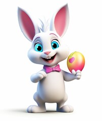 Cartoon Bunny Holding Easter Egg