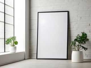 Mockup design copy space blank screen concept design on white wall design.