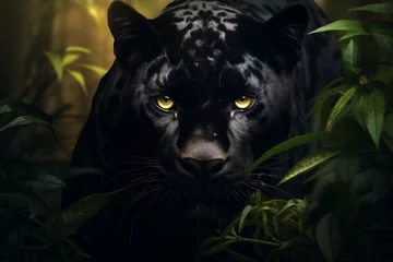 Foto op Plexiglas a black panther in the jungle © Doina