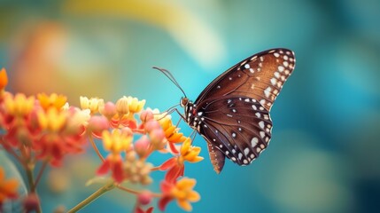 The intricate details of a butterfly's proboscis, delicately sipping nectar from a flower