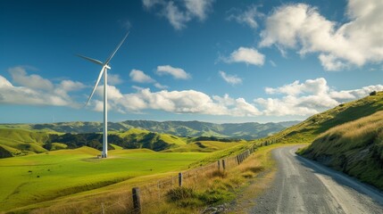 Fototapeta na wymiar Rolling Hills Wind Farm Panorama