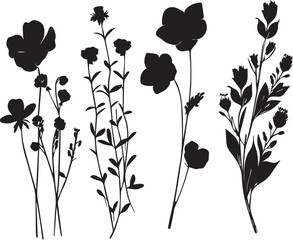 Naklejka premium Set Flowers. Hand drawn vector illustration