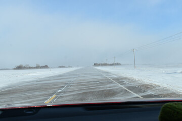 Wisconsin in the winter on clear highway