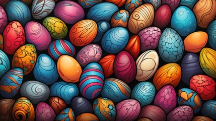 Fototapeta na wymiar Assorted Colorful Eggs With Unique Designs