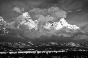 Keuken foto achterwand Tetongebergte Tetons on a foggy morning in Jackson Hole  Grand Teton NP  Wyoming