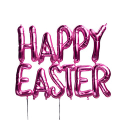 PNG Happy Easter background with Easter editable foil 3d pink text design on transparent background