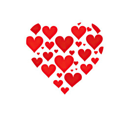 Heart Made of Hearts on White Background