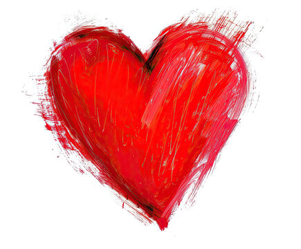 A Painting of a Red Heart on a White Background