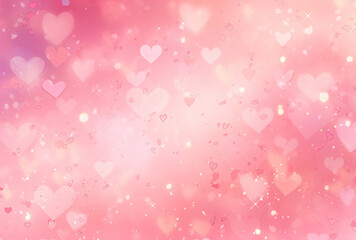 Blurry Pink Background With Many Hearts