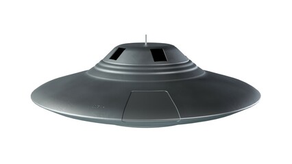 Flying saucer UFO render on white background.