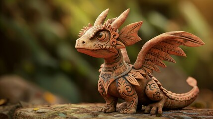 A clay figurine discovered in a Chinese tomb believed to be a representation of a dragonlike creature with wings based on dinosaur fossils found in the area.