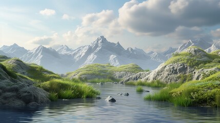 panorama of beautiful countryside. sunny afternoon. wonderful springtime landscape in mountains....