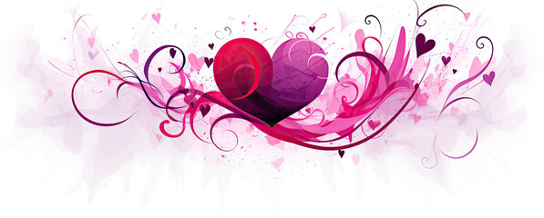 Pink and Red Heart on White Background