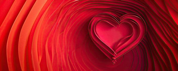 Red Background With Heart Cut Out: Valentines Day Concept