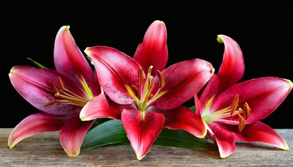 three beautiful red lilies lilium liliaceae png