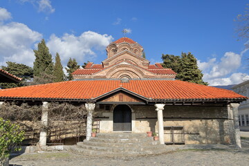 Tilted front view of the Holy Mother of God Perivleptos Church -Crkva Presveta Bogorodica- dating...