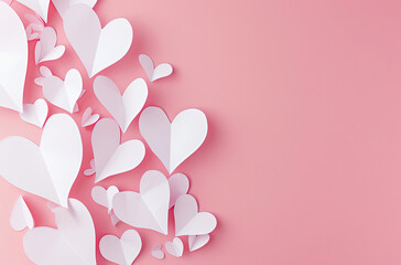 A Bunch of Paper Hearts on a Pink Background