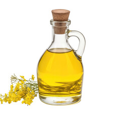 fresh raw organic everlasting oil in glass bowl png isolated on white background with clipping path. natural organic dripping serum herbal medicine rich of vitamins concept. selective focus