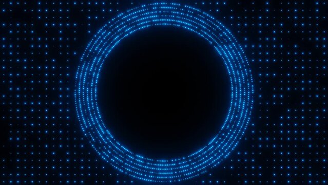 Blue digital circle dots frame loop animation background