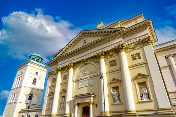 Fototapeta na wymiar Academical Church of Saint Anna located in Warsaw center, Poland, as seen in October 2023.
