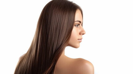 Fototapeta premium woman with beautiful long hair on white background